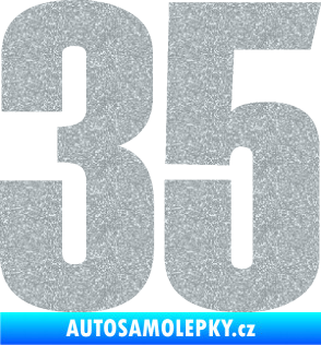 Samolepka Startovní číslo 35 typ 2  Ultra Metalic stříbrná metalíza