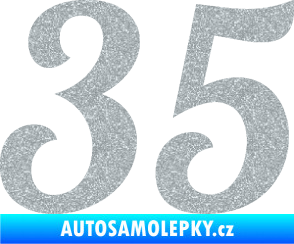 Samolepka Startovní číslo 35 typ 3 Ultra Metalic stříbrná metalíza