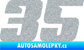 Samolepka Startovní číslo 35 typ 6 Ultra Metalic stříbrná metalíza