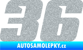 Samolepka Startovní číslo 36 typ 6 Ultra Metalic stříbrná metalíza