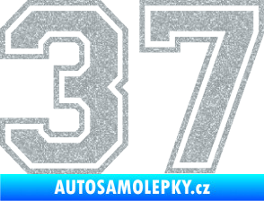 Samolepka Startovní číslo 37 typ 4  Ultra Metalic stříbrná metalíza