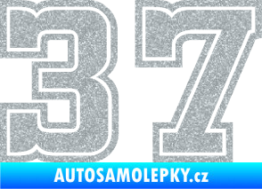 Samolepka Startovní číslo 37 typ 5 Ultra Metalic stříbrná metalíza