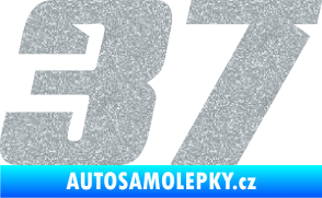 Samolepka Startovní číslo 37 typ 6 Ultra Metalic stříbrná metalíza