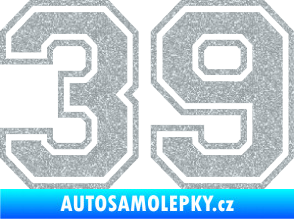 Samolepka Startovní číslo 39 typ 4 Ultra Metalic stříbrná metalíza