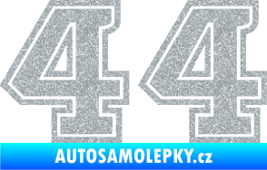 Samolepka Startovní číslo 44 typ 5 Ultra Metalic stříbrná metalíza
