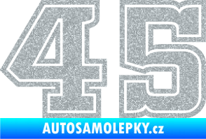 Samolepka Startovní číslo 45 typ 5 Ultra Metalic stříbrná metalíza