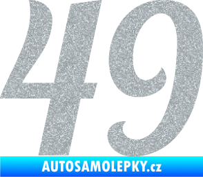 Samolepka Startovní číslo 49 typ 3 Ultra Metalic stříbrná metalíza