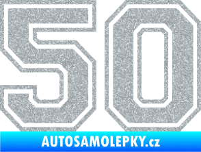 Samolepka Startovní číslo 50 typ 4 Ultra Metalic stříbrná metalíza