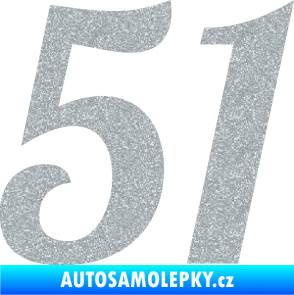 Samolepka Startovní číslo 51 typ 3 Ultra Metalic stříbrná metalíza