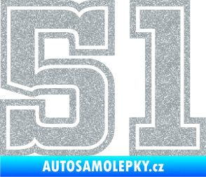 Samolepka Startovní číslo 51 typ 5 Ultra Metalic stříbrná metalíza