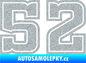 Samolepka Startovní číslo 52 typ 5 Ultra Metalic stříbrná metalíza
