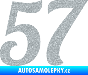 Samolepka Startovní číslo 57 typ 3 Ultra Metalic stříbrná metalíza