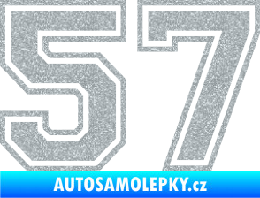 Samolepka Startovní číslo 57 typ 4 Ultra Metalic stříbrná metalíza