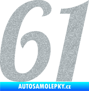 Samolepka Startovní číslo 61 typ 3 Ultra Metalic stříbrná metalíza