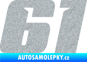 Samolepka Startovní číslo 61 typ 6 Ultra Metalic stříbrná metalíza