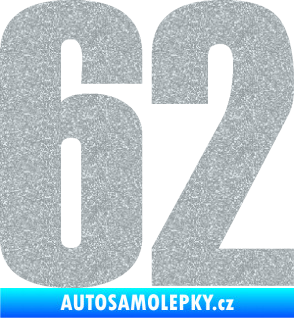 Samolepka Startovní číslo 62 typ 2  Ultra Metalic stříbrná metalíza