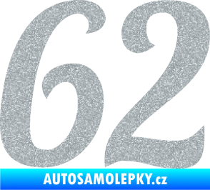 Samolepka Startovní číslo 62 typ 3 Ultra Metalic stříbrná metalíza