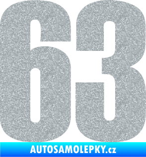 Samolepka Startovní číslo 63 typ 2   Ultra Metalic stříbrná metalíza