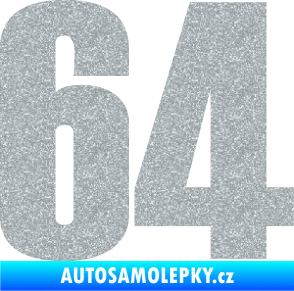 Samolepka Startovní číslo 64 typ 2    Ultra Metalic stříbrná metalíza