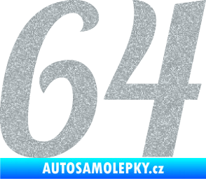 Samolepka Startovní číslo 64 typ 3 Ultra Metalic stříbrná metalíza