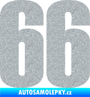Samolepka Startovní číslo 66 typ 2     Ultra Metalic stříbrná metalíza