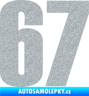 Samolepka Startovní číslo 67 typ 2      Ultra Metalic stříbrná metalíza