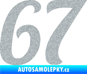 Samolepka Startovní číslo 67 typ 3 Ultra Metalic stříbrná metalíza
