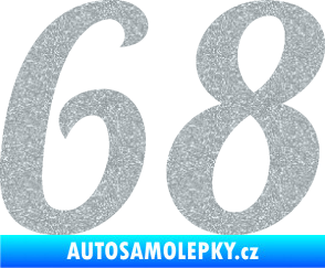 Samolepka Startovní číslo 68 typ 3 Ultra Metalic stříbrná metalíza