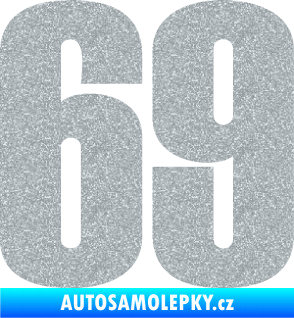 Samolepka Startovní číslo 69 typ 2        Ultra Metalic stříbrná metalíza