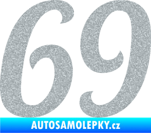 Samolepka Startovní číslo 69 typ 3 Ultra Metalic stříbrná metalíza