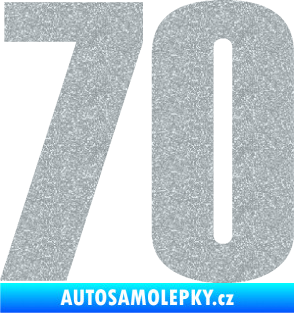 Samolepka Startovní číslo 70 typ 2         Ultra Metalic stříbrná metalíza