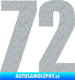 Samolepka Startovní číslo 72 typ 2   Ultra Metalic stříbrná metalíza