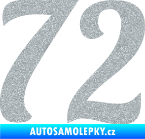 Samolepka Startovní číslo 72 typ 3   Ultra Metalic stříbrná metalíza
