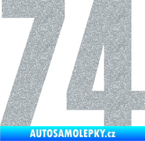 Samolepka Startovní číslo 74 typ 2     Ultra Metalic stříbrná metalíza