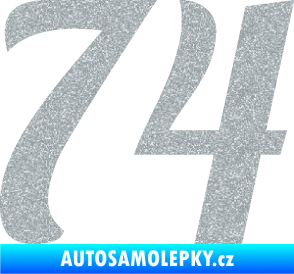 Samolepka Startovní číslo 74 typ 3   Ultra Metalic stříbrná metalíza