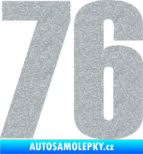 Samolepka Startovní číslo 76 typ 2       Ultra Metalic stříbrná metalíza