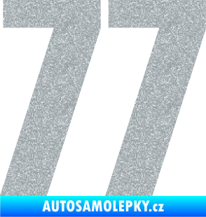 Samolepka Startovní číslo 77 typ 2        Ultra Metalic stříbrná metalíza