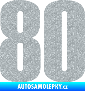 Samolepka Startovní číslo 80 typ 2           Ultra Metalic stříbrná metalíza