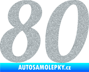 Samolepka Startovní číslo 80 typ 3   Ultra Metalic stříbrná metalíza