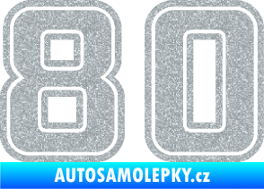Samolepka Startovní číslo 80 typ 5 Ultra Metalic stříbrná metalíza