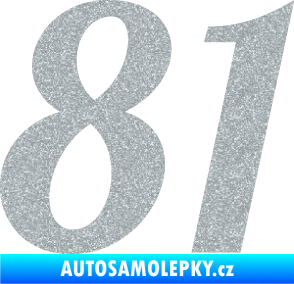 Samolepka Startovní číslo 81 typ 3   Ultra Metalic stříbrná metalíza