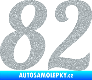 Samolepka Startovní číslo 82 typ 3   Ultra Metalic stříbrná metalíza