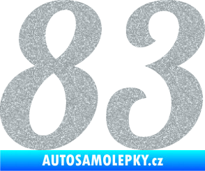 Samolepka Startovní číslo 83 typ 3   Ultra Metalic stříbrná metalíza