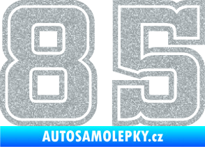 Samolepka Startovní číslo 85 typ 5 Ultra Metalic stříbrná metalíza