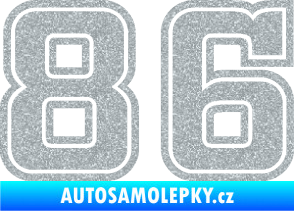 Samolepka Startovní číslo 86 typ 5 Ultra Metalic stříbrná metalíza