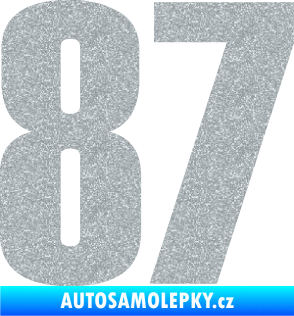 Samolepka Startovní číslo 87 typ 2       Ultra Metalic stříbrná metalíza