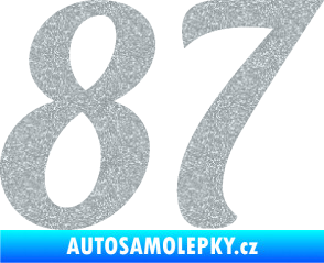 Samolepka Startovní číslo 87 typ 3   Ultra Metalic stříbrná metalíza