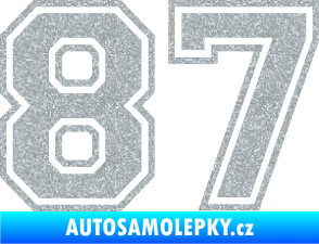 Samolepka Startovní číslo 87 typ 4 Ultra Metalic stříbrná metalíza