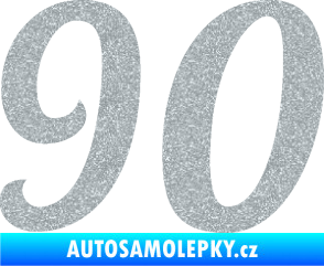 Samolepka Startovní číslo 90 typ 3   Ultra Metalic stříbrná metalíza