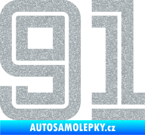 Samolepka Startovní číslo 91 typ 7 Ultra Metalic stříbrná metalíza